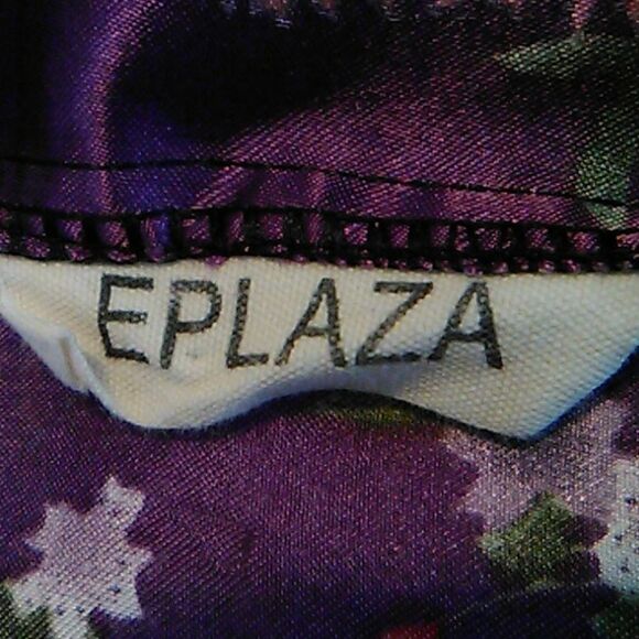EPLAZA Purple Satin Floral Robe - Picture 6 of 8